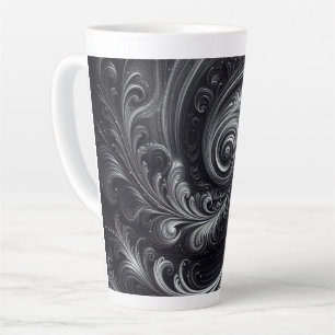 Abstrakte moderne einfache wirbelnde Schwarz-Weiß- Milchtasse