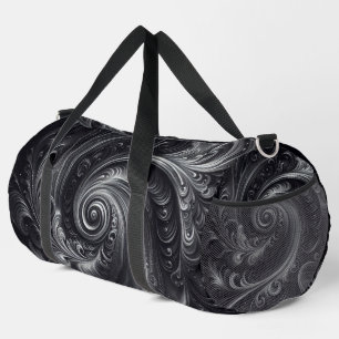 Abstrakte moderne einfache wirbelnde Schwarzweißda Duffle Bag