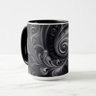 Abstrakte moderne einfache wirbelnde Schwarzweißda Tasse