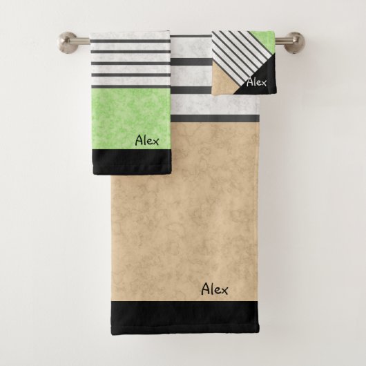 Abstrakte, moderne Farben beige minzgrün blau Badhandtuch Set (Insitu)