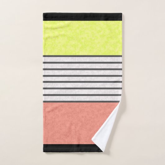 Abstrakte, moderne Farben Korallenrot, grüne Weiß Badhandtuch Set (Handtuch)