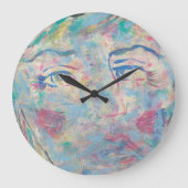 Abstrakte moderne, farbenfrohe "Extravagante" Wall Große Wanduhr (Vorderseite)