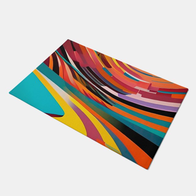 Abstrakte moderne, farbenfrohe, leuchtende Muster  Fußmatte (Schrägansicht)