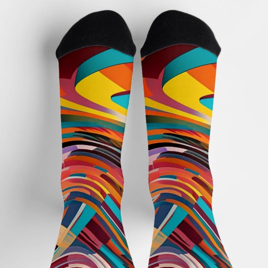 Abstrakte moderne, farbenfrohe, leuchtende Muster Socken (Oben)