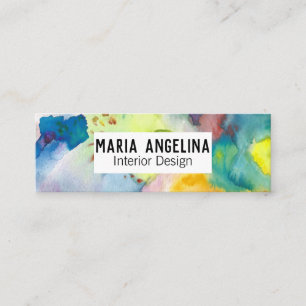 Abstrakte moderne, farbenfrohe Wasserfarbe Mini Visitenkarte