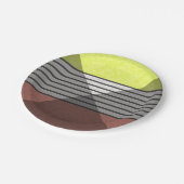 Abstrakte, moderne Farbtöne Braungelb, weißer Bl Pappteller (Schrägansicht)