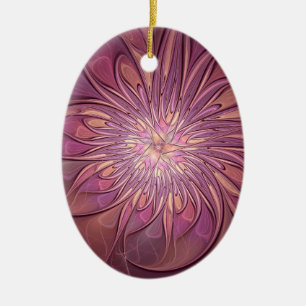 Abstrakte moderne florale fraktale Kunst Beerentön Keramik Ornament