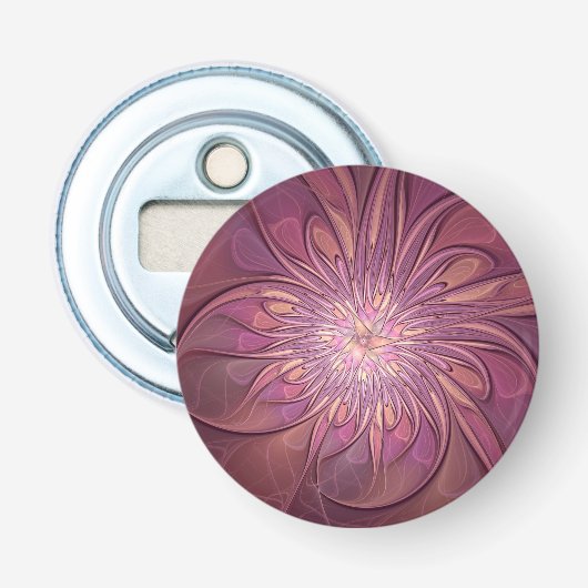 Abstrakte moderne florale fraktale Kunst Beerfarbe Flaschenöffner (Vorderseite)