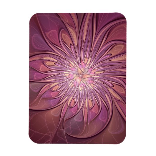Abstrakte moderne florale fraktale Kunst Beerfarbe Magnet (Vertikal)