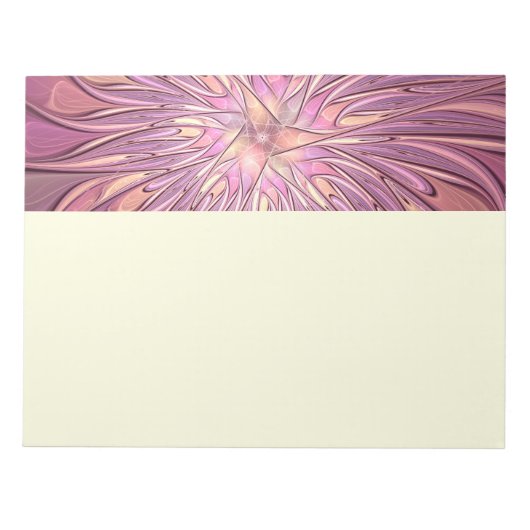 Abstrakte moderne florale fraktale Kunst Beerfarbe Notizblock (Vorderseite)