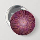 Abstrakte moderne florale fraktale Kunst Beeriefar Button (Vorne & Hinten)
