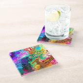 Abstrakte, moderne Fluid Art Glasuntersetzer (Schrägansicht)