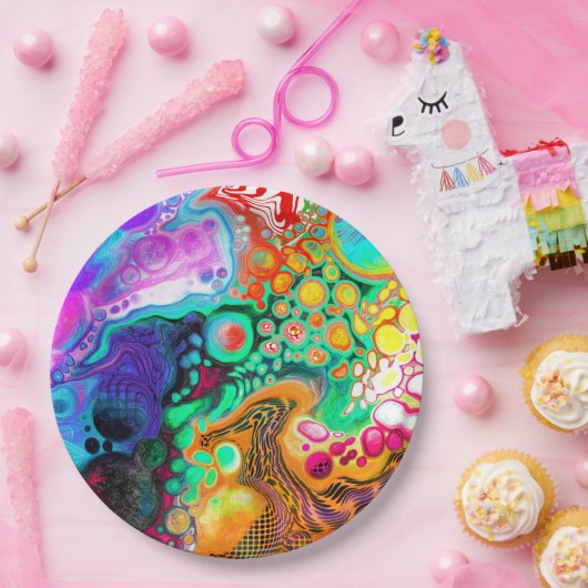 Abstrakte, moderne Fluid Art Pappteller (Party)