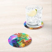 Abstrakte, moderne Fluid Art Runder Pappuntersetzer (Vor Ort)