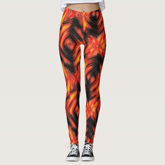Abstrakte moderne flüssige, flüssige Wellen braun Leggings (Vorderseite)