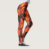 Abstrakte moderne flüssige, flüssige Wellen braun Leggings (Rechts)