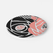 Abstrakte, moderne Formen Blume Blumenkornschwarz Pappteller (Schrägansicht)