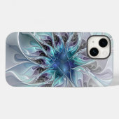 Abstrakte moderne Fraktal-Blume mit Blau geblüht Case-Mate iPhone Hülle (Rückseite (Horizontal))
