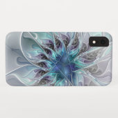 Abstrakte moderne Fraktal-Blume mit Blau geblüht Case-Mate iPhone Hülle (Rückseite (Horizontal))