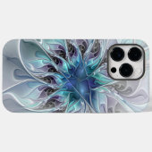 Abstrakte moderne Fraktal-Blume mit Blau geblüht Case-Mate iPhone Hülle (Rückseite (Horizontal))