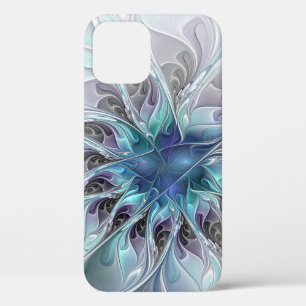 Abstrakte moderne Fraktal-Blume mit Blau geblüht Case-Mate iPhone Hülle