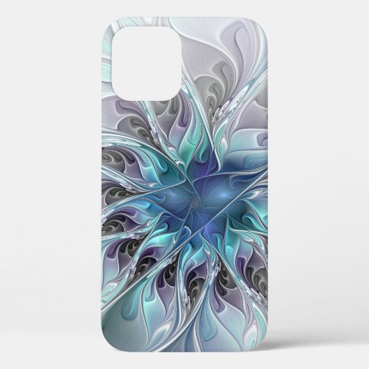 Abstrakte moderne Fraktal-Blume mit Blau geblüht Case-Mate iPhone Hülle (Rückseite)
