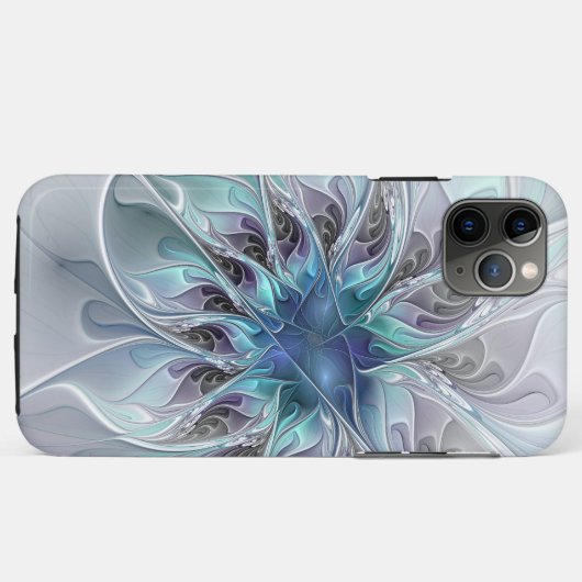 Abstrakte moderne Fraktal-Blume mit Blau geblüht Case-Mate iPhone Hülle (Rückseite (Horizontal))