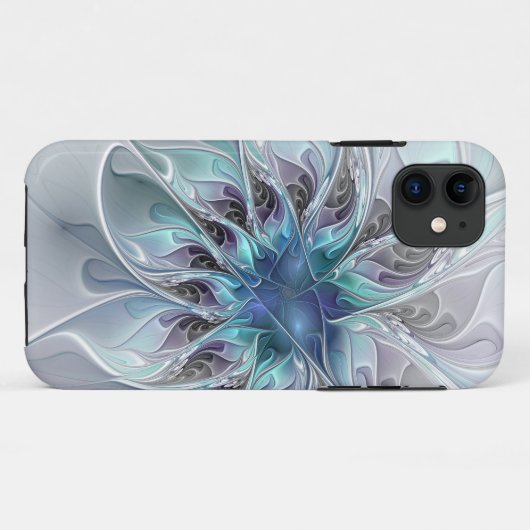 Abstrakte moderne Fraktal-Blume mit Blau geblüht Case-Mate iPhone Hülle (Rückseite (Horizontal))