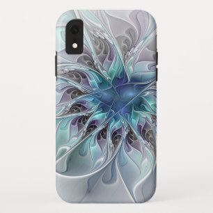 Abstrakte moderne Fraktal-Blume mit Blau geblüht Case-Mate iPhone Hülle