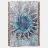 Abstrakte moderne Fraktal-Blume mit Blau geblüht Decke (Vorderseite Vertikal)