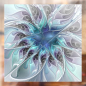 Abstrakte moderne Fraktal-Blume mit Blau geblüht Fensteraufkleber (Blatt 2)