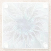 Abstrakte moderne Fraktal-Blume mit Blau geblüht Glasuntersetzer (Rückseite)