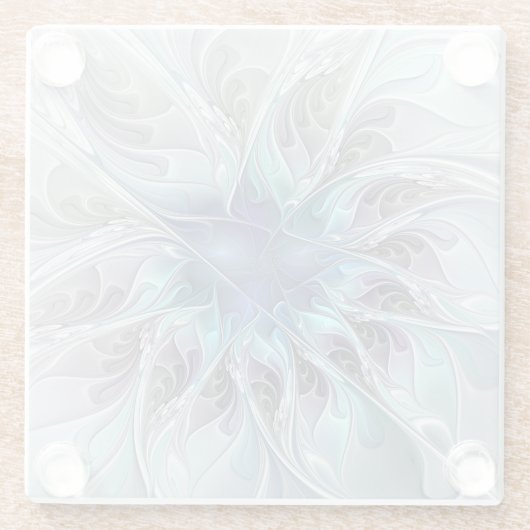 Abstrakte moderne Fraktal-Blume mit Blau geblüht Glasuntersetzer (Rückseite)