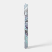 Abstrakte moderne Fraktal-Blume mit Blau geblüht iPhone 15 Hülle (Linke Seite)