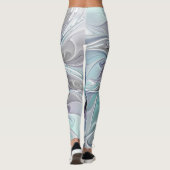 Abstrakte moderne Fraktal-Blume mit Blau geblüht Leggings (Rückseite)
