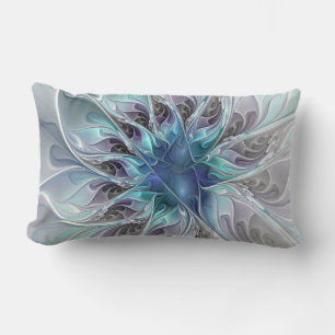 Abstrakte moderne Fraktal-Blume mit Blau geblüht Lendenkissen