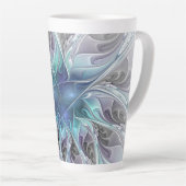 Abstrakte moderne Fraktal-Blume mit Blau geblüht Milchtasse (Rechte Ecke)