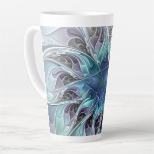 Abstrakte moderne Fraktal-Blume mit Blau geblüht Milchtasse