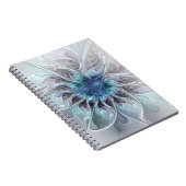 Abstrakte moderne Fraktal-Blume mit Blau geblüht Notizblock (Rechte Seite)