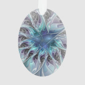 Abstrakte moderne Fraktal-Blume mit Blau geblüht Ornament (Rückseite)