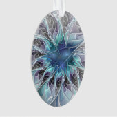 Abstrakte moderne Fraktal-Blume mit Blau geblüht Ornament (Vorderseite)