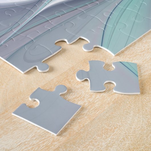 Abstrakte moderne Fraktal-Blume mit Blau geblüht Puzzle (Seite)