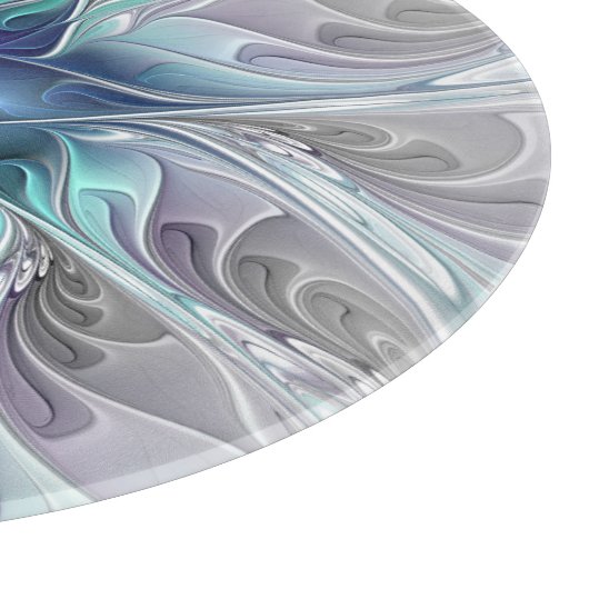 Abstrakte moderne Fraktal-Blume mit Blau geblüht Schneidebrett (Ecke)