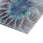 Abstrakte moderne Fraktal-Blume mit Blau geblüht Schneidebrett (Ecke)