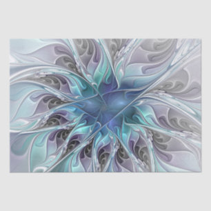 Abstrakte moderne Fraktal-Blume mit Blau geblüht Seidenpapier