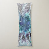 Abstrakte moderne Fraktal-Blume mit Blau geblüht Seitenschläferkissen (Rückseite (Vertikal))