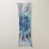 Abstrakte moderne Fraktal-Blume mit Blau geblüht Seitenschläferkissen (Vorderseite Vertikal)