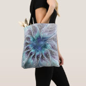 Abstrakte moderne Fraktal-Blume mit Blau geblüht Tasche (Von Nahem)