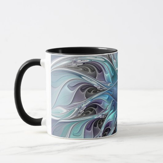 Abstrakte moderne Fraktal-Blume mit Blau geblüht Tasse (Links)