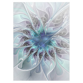 Abstrakte moderne Fraktal-Blume mit Blau geblüht Tischdecke